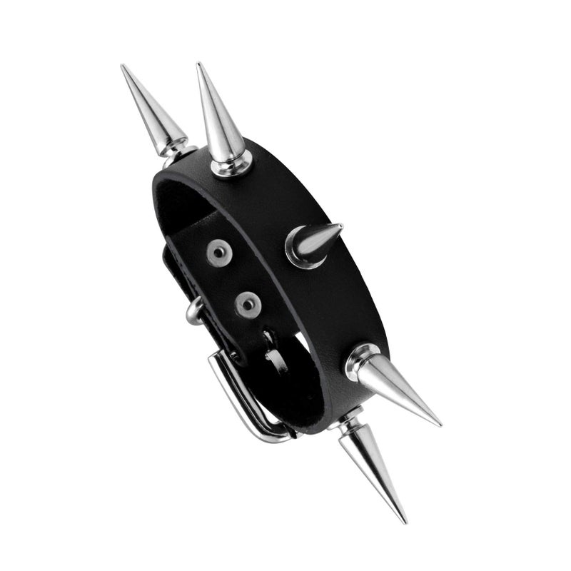 MILAKOO 2 Pcs Punk Style PU Leather Bracelet Bangle with Rivets Spiked Accent - Image 4